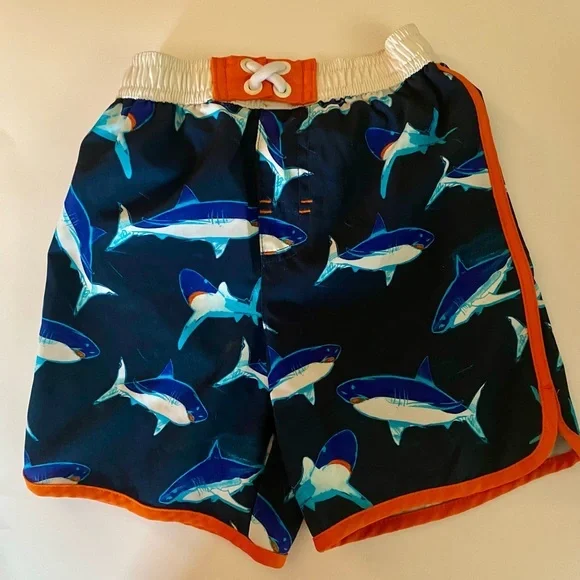 Wonder Nation 2T Navy Shark Print Swim Trunks. Like new condition. - Picture 1 of 5